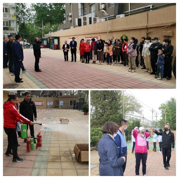图为消防疏散应急演练及消防器材培训现场