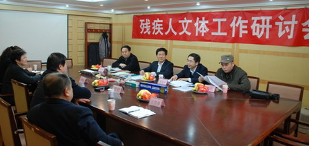 图为调研残疾人文化体育工作现场