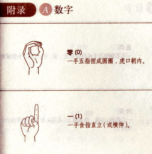 图为数字"零","一"手语教学