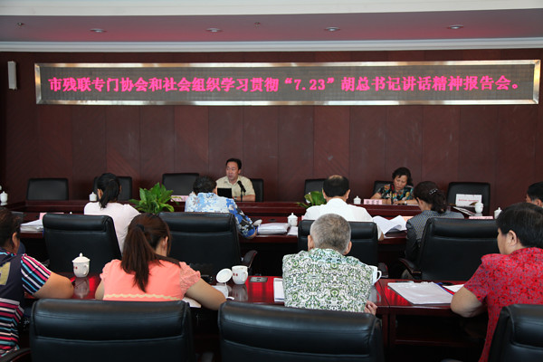 专门协会、社会组织代表集中学习胡锦涛总书记“7·23”重要讲话活动现场